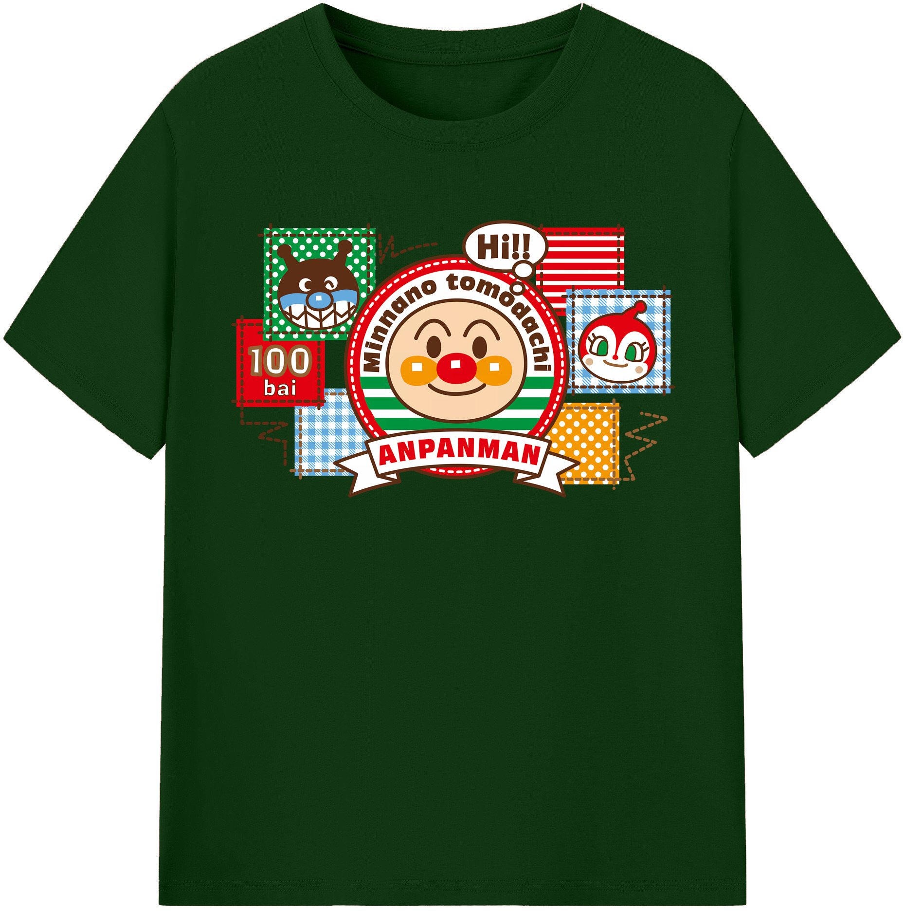 （画像用） アンパンマン Anpanman 綿100％半袖Tシャツ（フロントプリント）